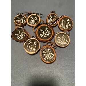Set Of 9 Reindeer Wood Slice Christmas Handmade Ornament’s